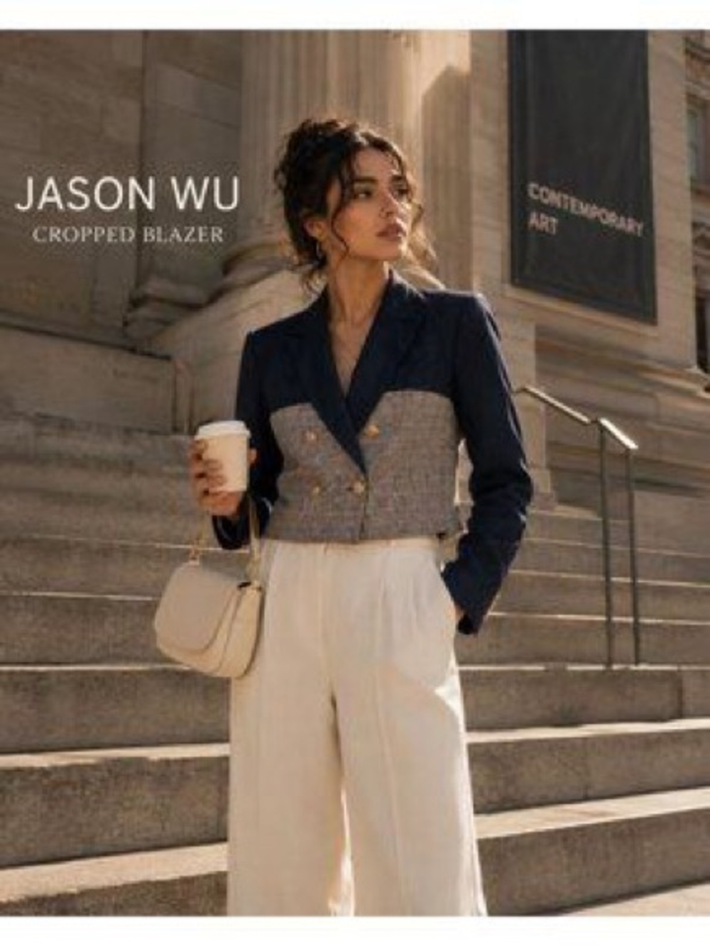 NWT Jason WU -Panel Navy Cropped Blazer - Women's Jacket - Picture 2 of 12